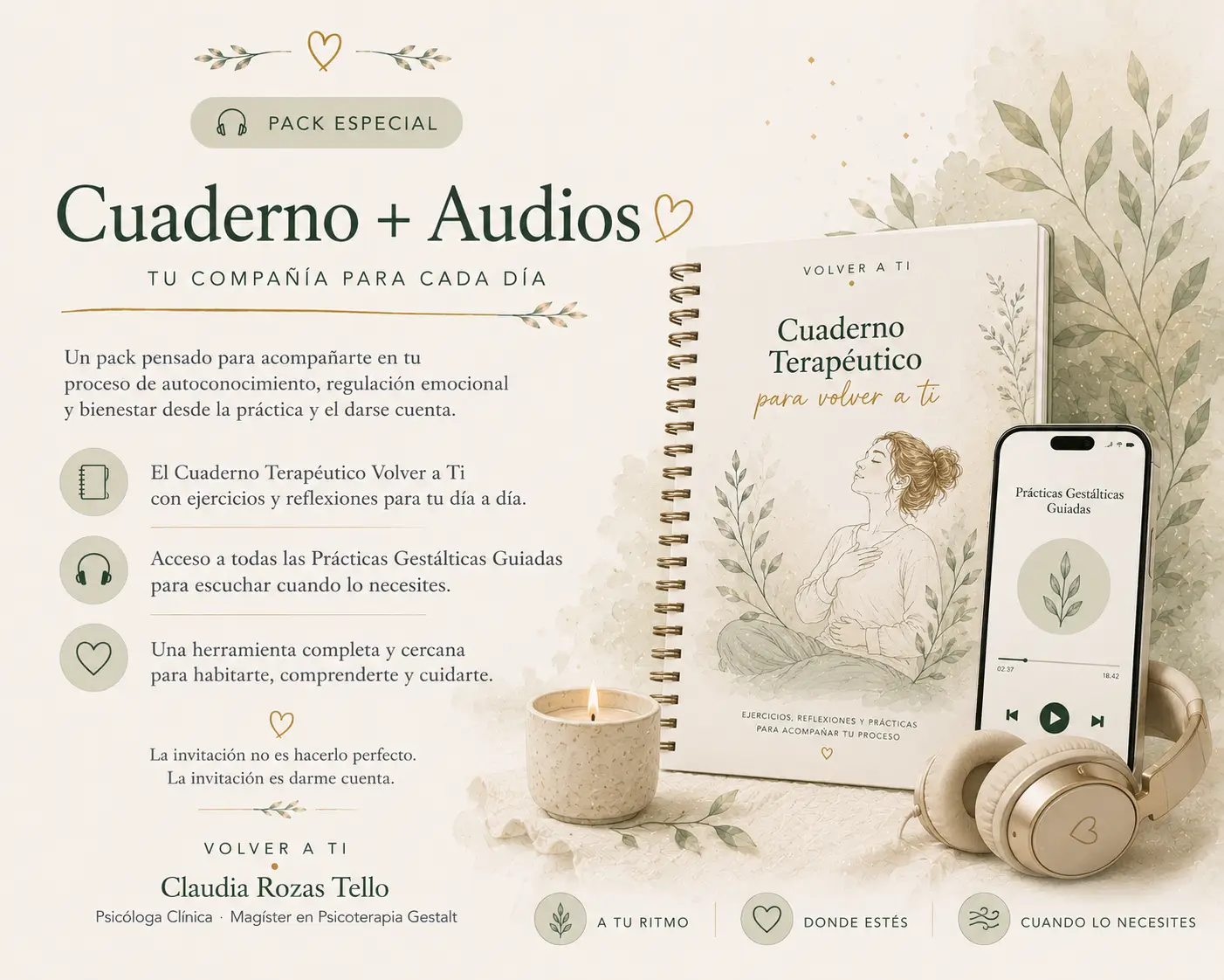 Volver a Ti - Experiencia completa - Cuaderno Terapéutico + 🎧 Prácticas Gestálticas Guiadas