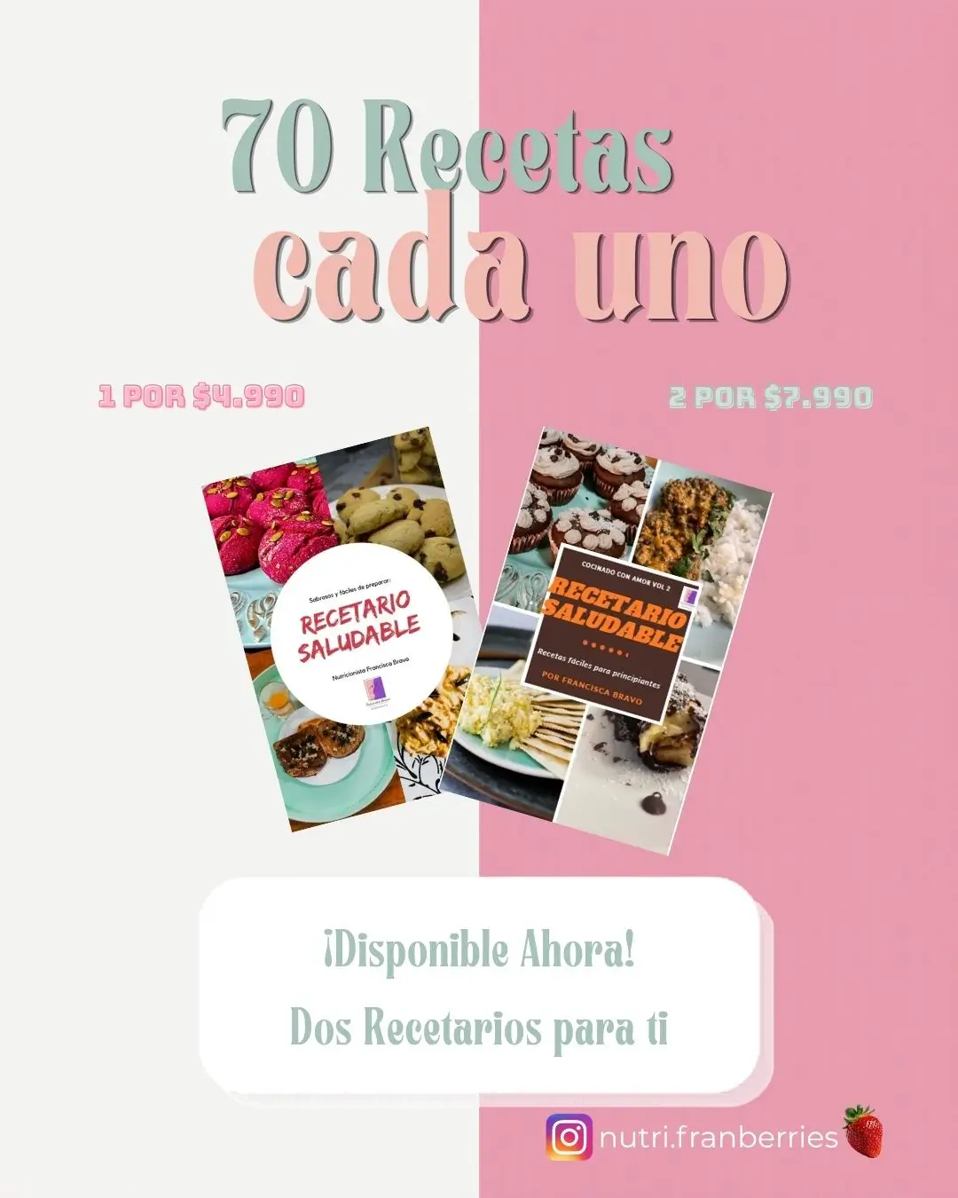2 recetarios x $7.990 Cocinando con amor 1 y 2