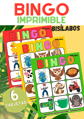 Bingo Bisílabos. Material digital imprimible