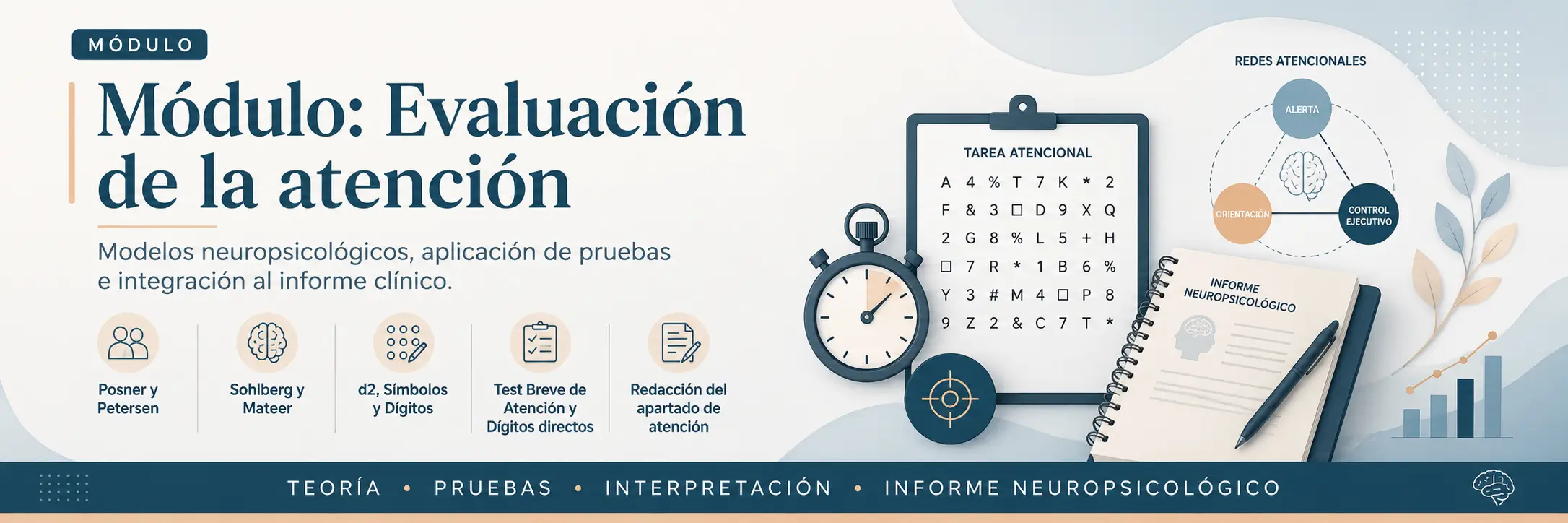 Evaluación neuropsicológica de la atencion (Test D2, Símbolos y dígitos, Trail Making Test, Dígitos Directos)