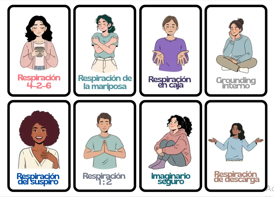 Tarjetas de respiración adultos y adolescentes