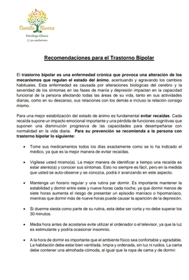 Recomendaciones para el trastorno bipolar