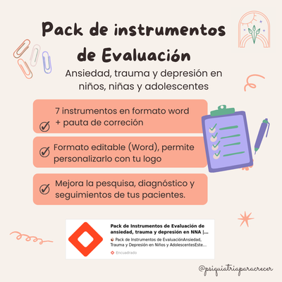 Pack de Instrumentos de Evaluación de ansiedad, trauma y depresión en NNA