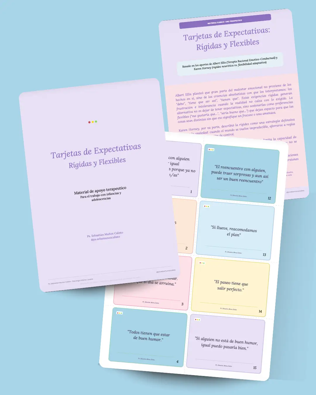 Tarjetas de expectativas rígidas y flexibles - Material terapéutico para infancias y adolescencias.
