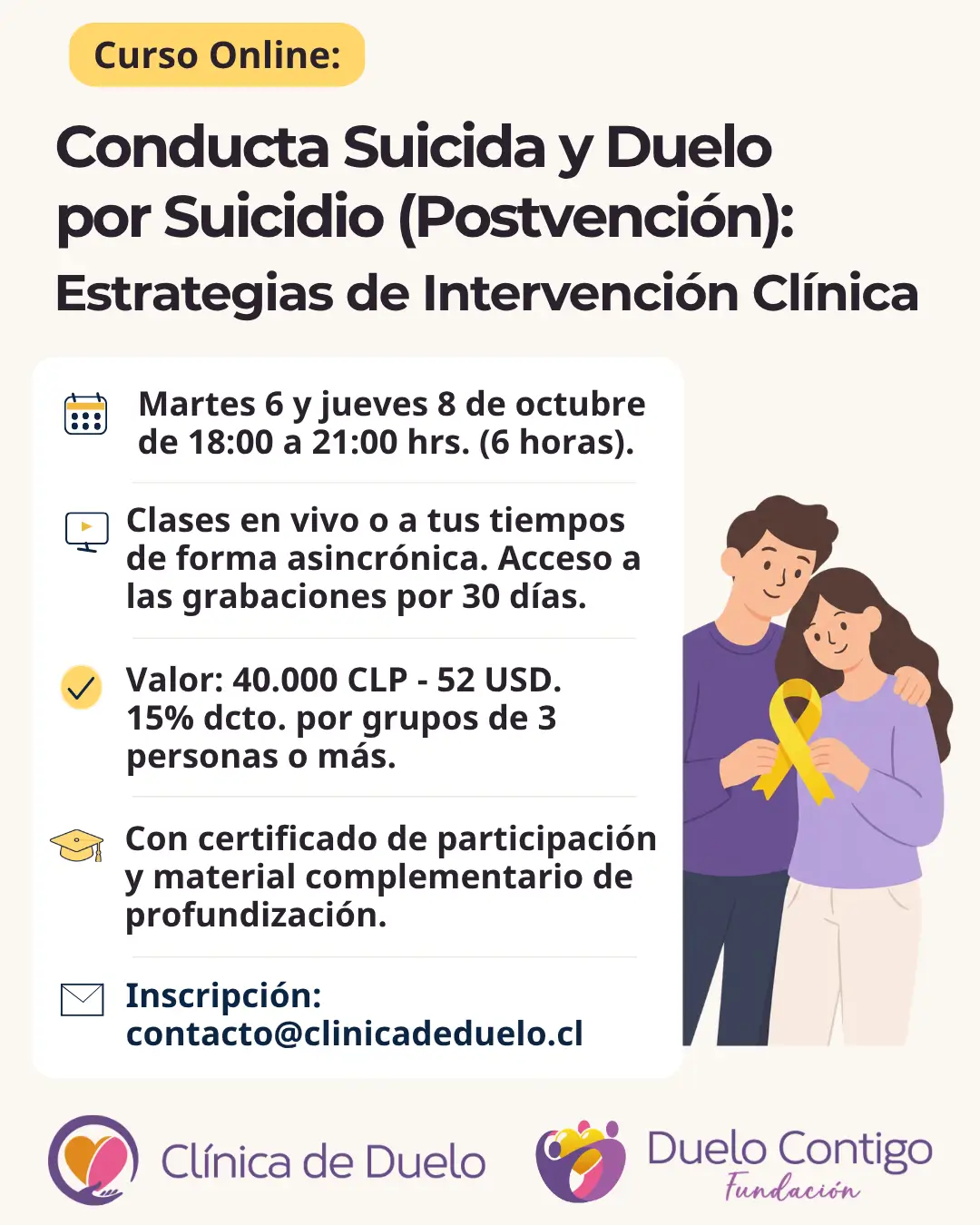 Curso “Conducta Suicida y Duelo por Suicidio (Postvención): Estrategias de Intervención Clínica".