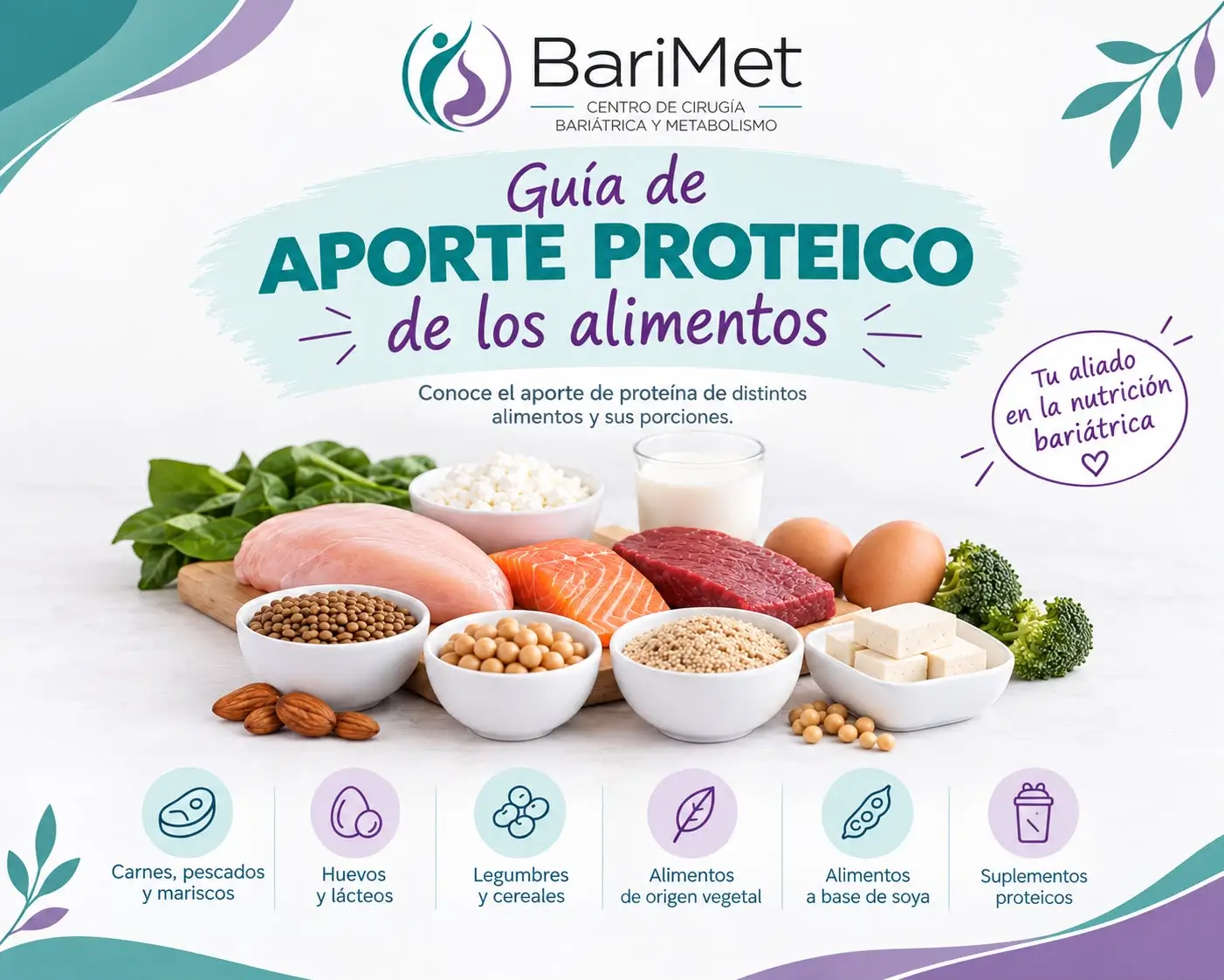 💜Guía de aporte proteico de los alimentos