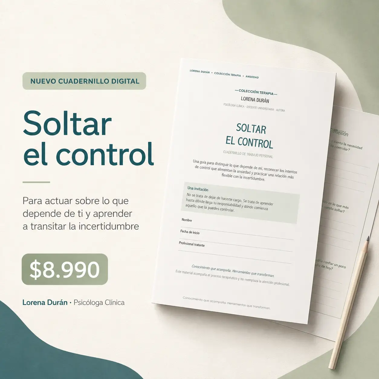 Soltar el control. Cuadernillo para trabajar tu ansiedad.