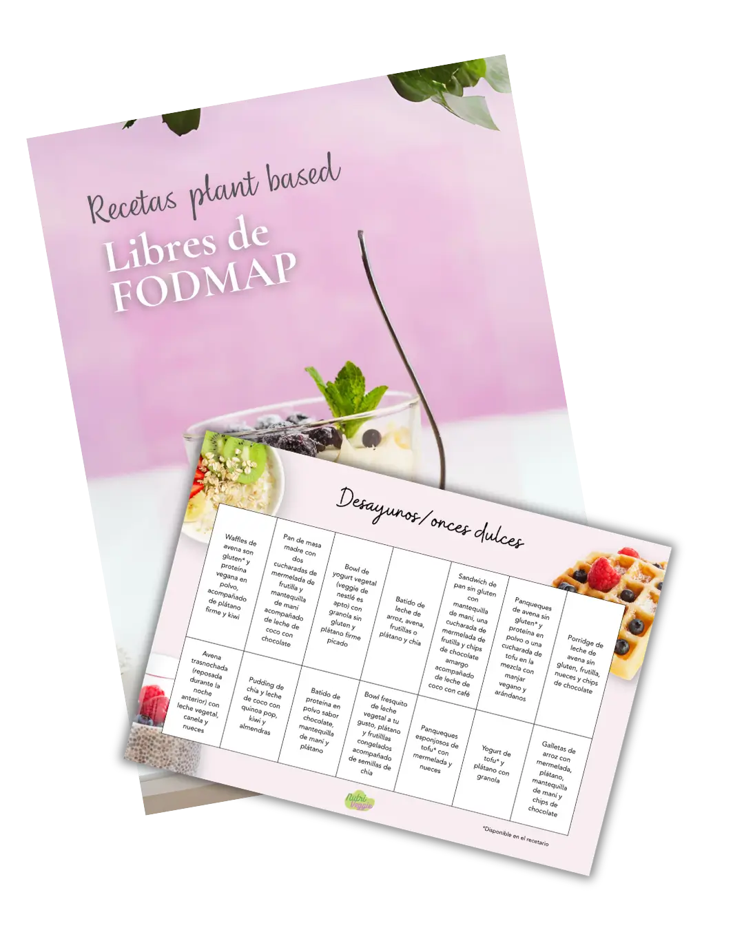 Recetario + ejemplos de menús veganos libres de FODMAP