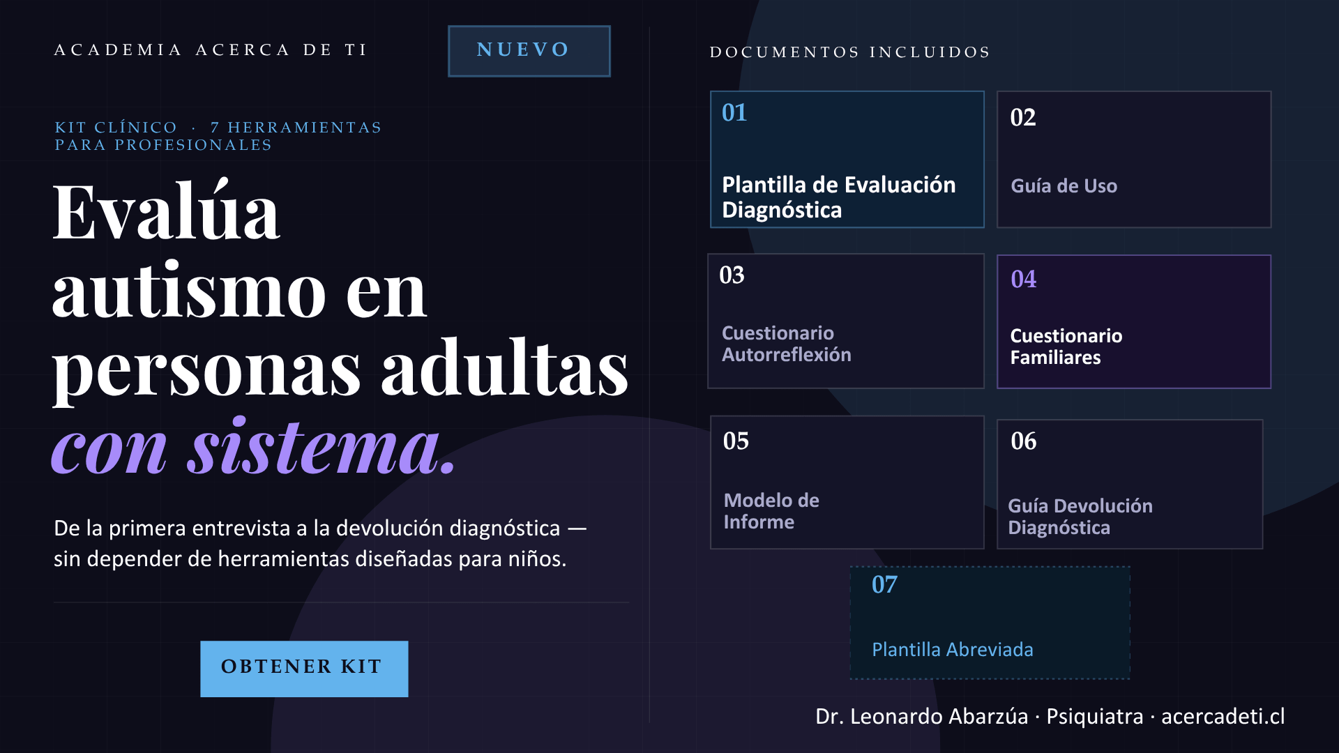 KIT CLÍNICO DE EVALUACIÓN DIAGNÓSTICA DE AUTISMO EN PERSONAS ADULTAS