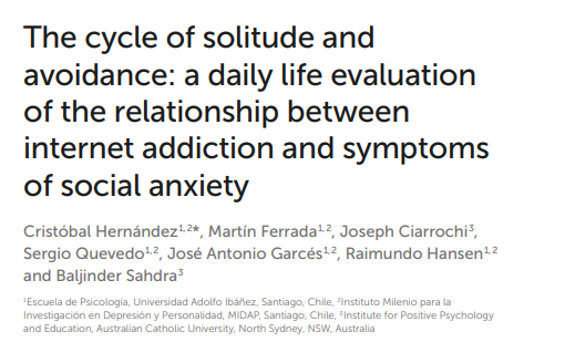 The cycle of solitude and avoidance: a daily life evaluation of the relationship between internet addiction and symptoms of soci