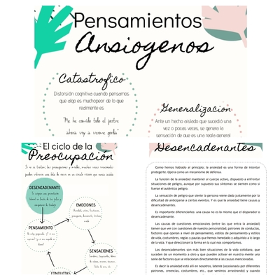 Material de apoyo para la ansiedad (consultantes), con actividades prácticas.