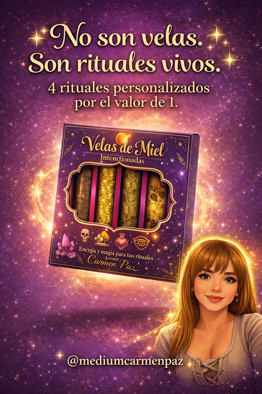 Pack de 4 velas de miel intencionadas + Joya de protección 