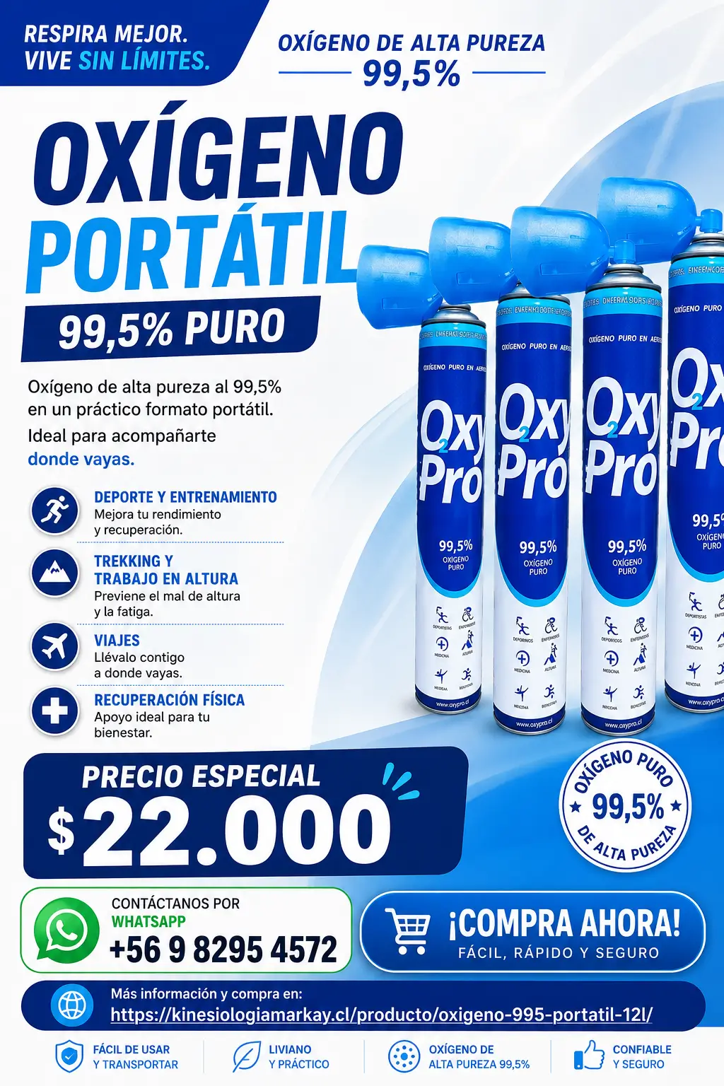 Oxígeno Portátil - 140 dosis.